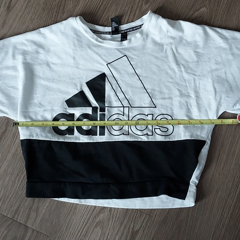 Adidas us 5 black/white workout top/sweatshirt - Picture 9 of 10